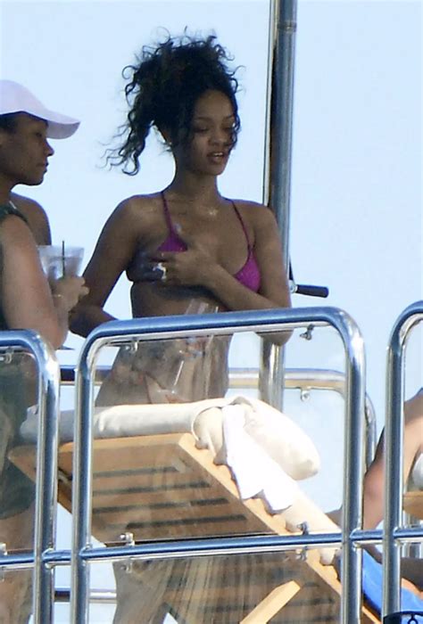 RIHANNA In Bikini At A Boat In Ponza HawtCelebs