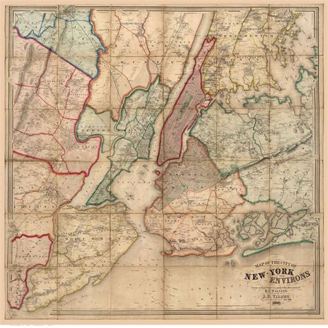 New York City County New York 1860 Old Map Reprint Old Maps