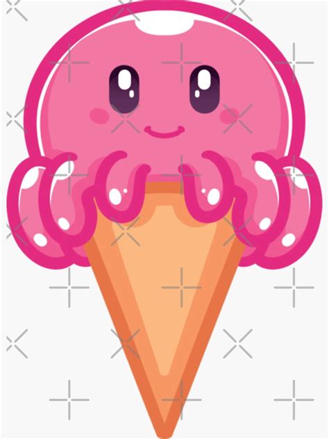 Baby Octopus Cone Octopus Ice Cream Sticker By Boum00 Redbubble