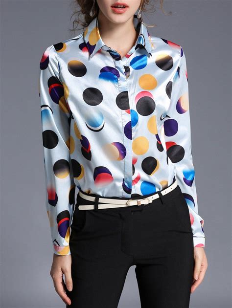 Off Colorful Polka Dot Satin Blouse In Colormix Dresslily