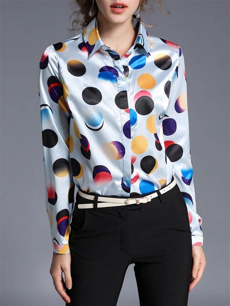 17 OFF 2021 Colorful Polka Dot Satin Blouse In COLORMIX DressLily