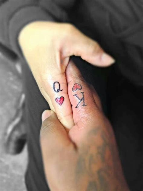 Maybe you would like to learn more about one of these? King And Queen Card Finger Tattoo King and queen of hearts - Tattoo Maze