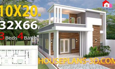 House Design Plans 32x66 Feet 3 Bedrooms 10x20 Meter Full Plans Home