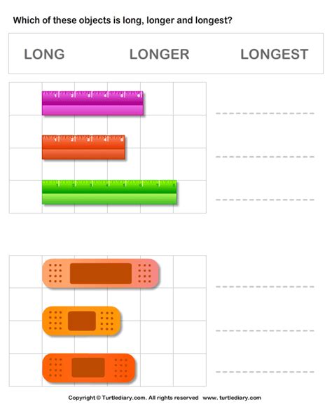 Comparing Length Of Objects Worksheet Turtle Diary