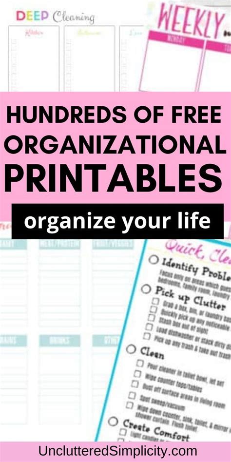 Free Organizational Printables For The Home Organize And Declutter Your