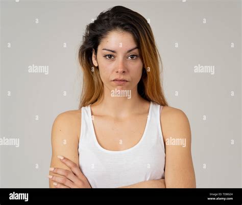Facial Expressions Emotions Anger Young Attractive Caucasian Woman