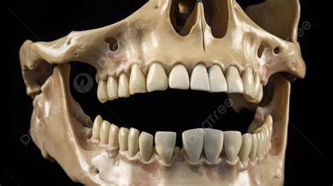 Model Of A Human Skull With Teeth In Place Background Mandible Picture