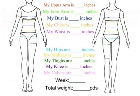 Fillable Printable Weekly Body Measurement Chart To Follow Your