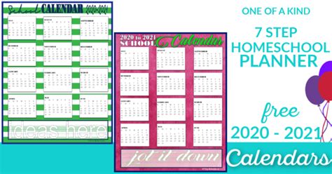 Free 2020 2021 Academic Calendars Homeschool Planner