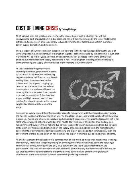 Cost Of Living Crisis Cost Of Living Crisis By Tanmay Chaitanya All