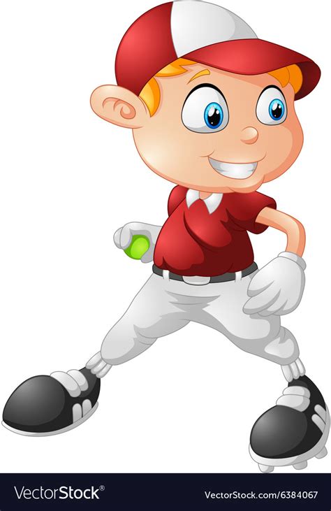 Little Boy Playing Baseball Cartoon Royalty Free Vector