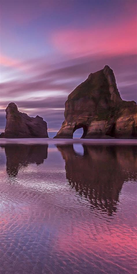 Sunset On Archway Islands Wharariki New Zealand Dk Photography