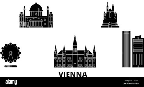 Austria Vienna City Flat Travel Skyline Set Austria Vienna City