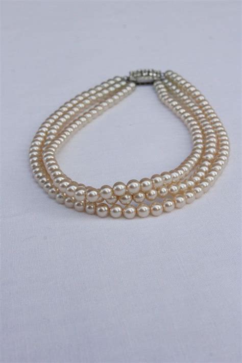 Vintage Graduated Pearl Triple Strand Necklace On Etsy 1700 Faux
