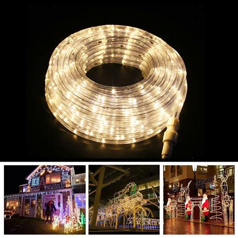 20ft Warm White Led Rope Light For Indoor Outdoor Bedroom Christmas
