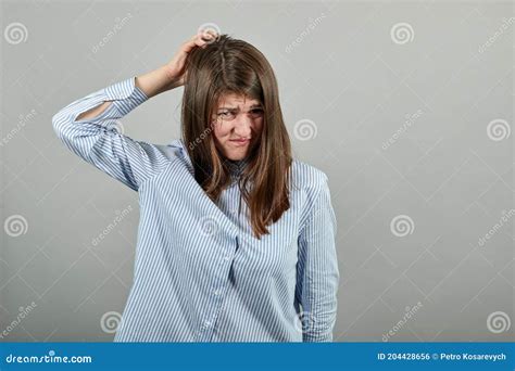 Forgetful Holding Hand To Hair Touches Head Forgot Something Important Regrets Stock Photo