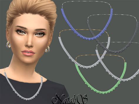 Baguette Crystals Necklace By Natalis At Tsr Sims 4 Updates