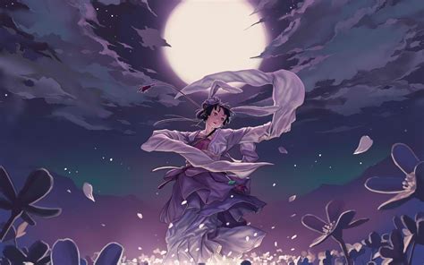 1920x1200 Moon Luna Purple Luminos Girl Anime Manga Dancer