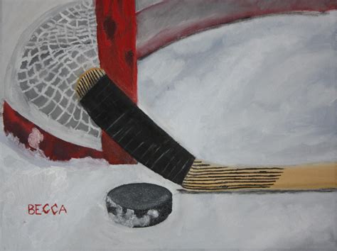 Hockey Painting Whimsical Art Hockey
