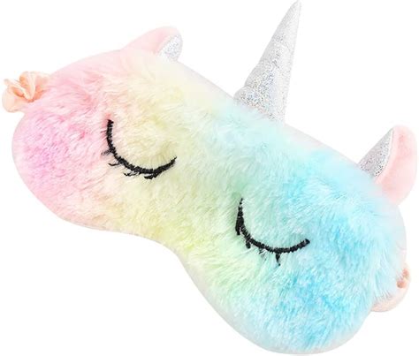 Kuou Unicorn Sleeping Mask3d Cute Fluffy Animal Eye Mask Soft Plush