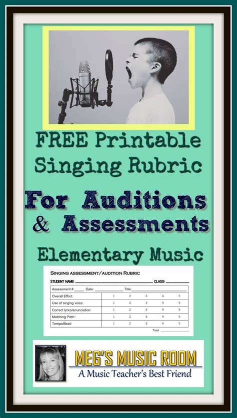 Singing Assessment Audition Rubric Elementary Music Back To School