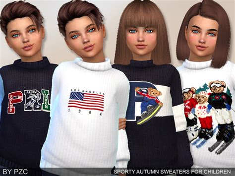 Pinkzombiecupcakes Sporty Autumn Sweaters For Children Sims 4 Cc