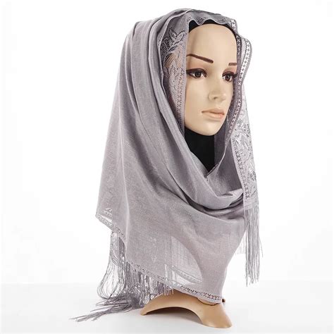 Retro Tassels Scarf Women Muslim Wrap Hijab Fashion Hollow Thin Wraps Islam Scarves Elegant