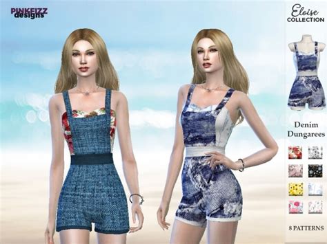 Eloise Denim Dungarees Pf121 By Pinkfizzzzz At Tsr Sims 4 Updates