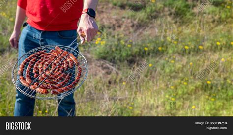 Man Holding Grilling Image And Photo Free Trial Bigstock