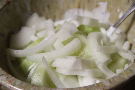 A Cucumber And Sweet Vidalia Onion Salad Dressed With A Vinegar And