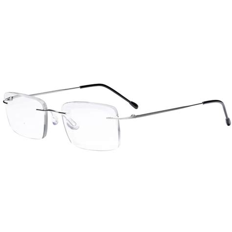 frameless reading glasses for men reading rectangle rwk9904 silver 0 00 mens glasses