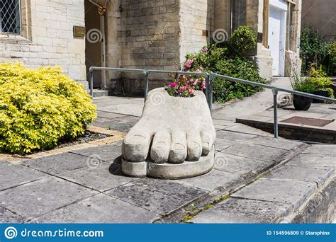 Trowbridge Wiltshire June 28th 2019 A Concrete Sculpture Of A Foot With