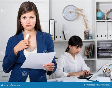 crying woman at office on background with coworker stock image image of firm difficulties