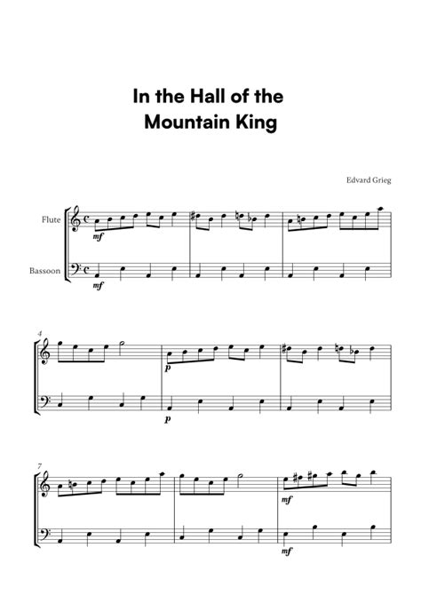 In The Hall Of The Mountain King For Flute And Bassoon Sheet Music