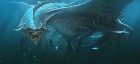 General X Digital Art Fantasy Art Creature Sea Monsters Underwater Sea Men Divers Fangs