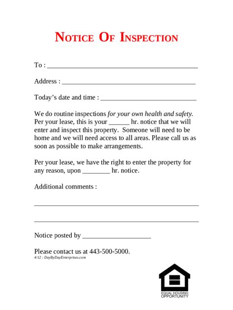 Unit Inspection Notice Fill Out And Sign Online Dochub