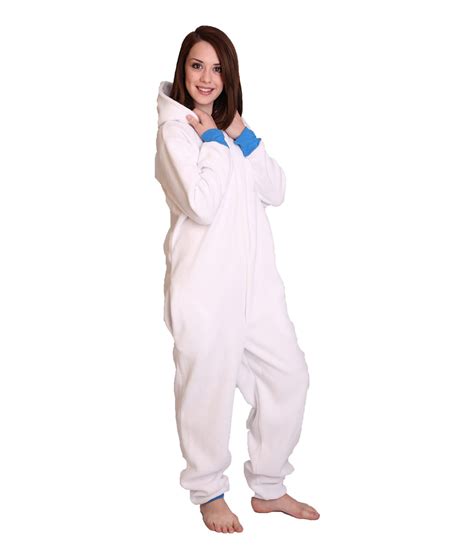 Polar Unfooted Adult Onesie White And Warm Funzee