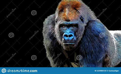 Silverback Gorilla Side View Woodcut Royalty Free Illustration