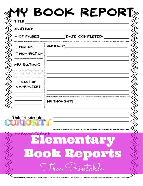 Elementary Book Reports Made Easy Only Passionate Curiosity