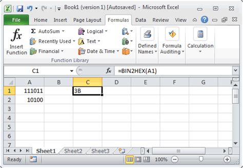 Ms Excel How To Use The Bin2hex Function Ws