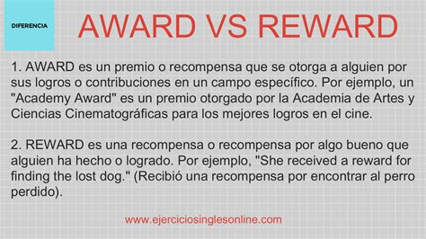 Award Vs Reward Diferencia Ejercicios Inglés Online