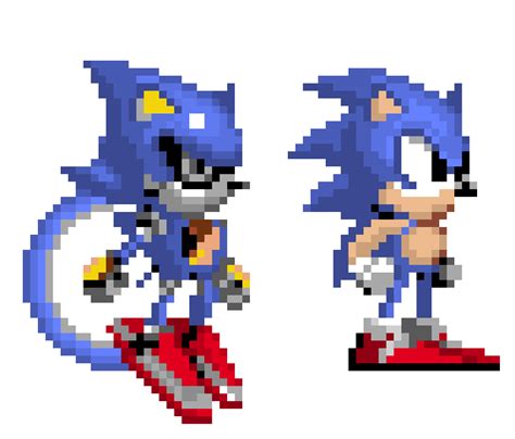 Metal Metal Sonic And Sonic Pixel Art Maker