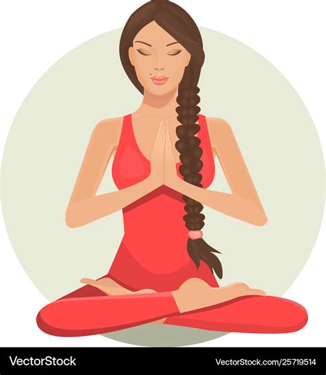 Cartoon Girl In Yoga Lotus Practices Meditation Vector Image