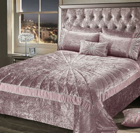 crushed velvet premium bedding collection blush pink diamante starburst ebay luxury