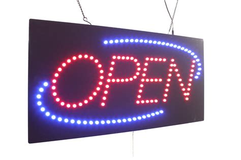Open Sign 24 With Blue Oval Topking Signage Led Neon Open Store