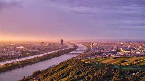 Aerial Photo Of City Near River Vienna Hd Wallpaper Wallpaper Flare