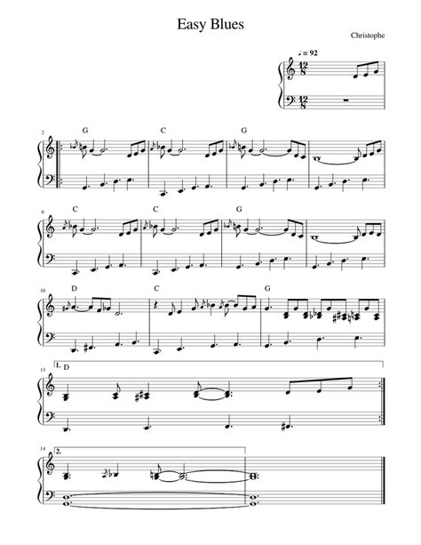 Easy Blues Sheet Music For Piano Solo