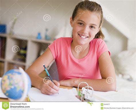 Young Girl Doing Her Homework Royalty Free Stock