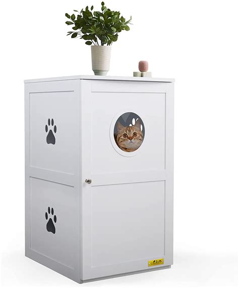 Coziwow Enclosed Litter Box Enclosure Furniture Hidden Cabinetcat Was