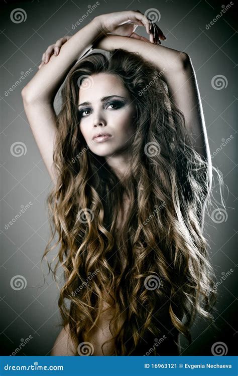 Sexy Woman With Long Curly Hair Stock Image Image
